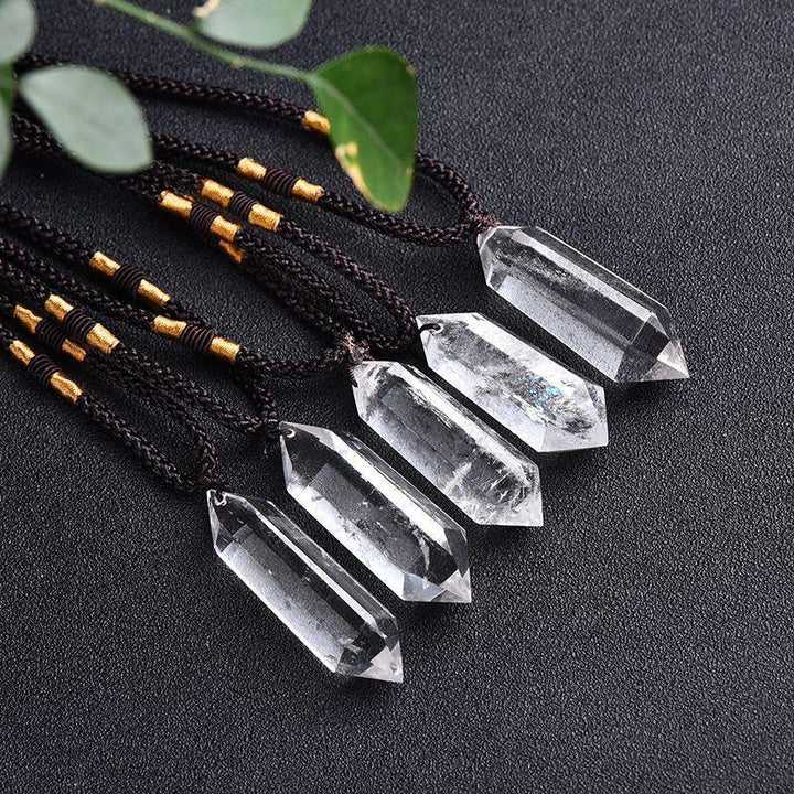 details of real crystal pillar pendant jewelry energy stone necklace