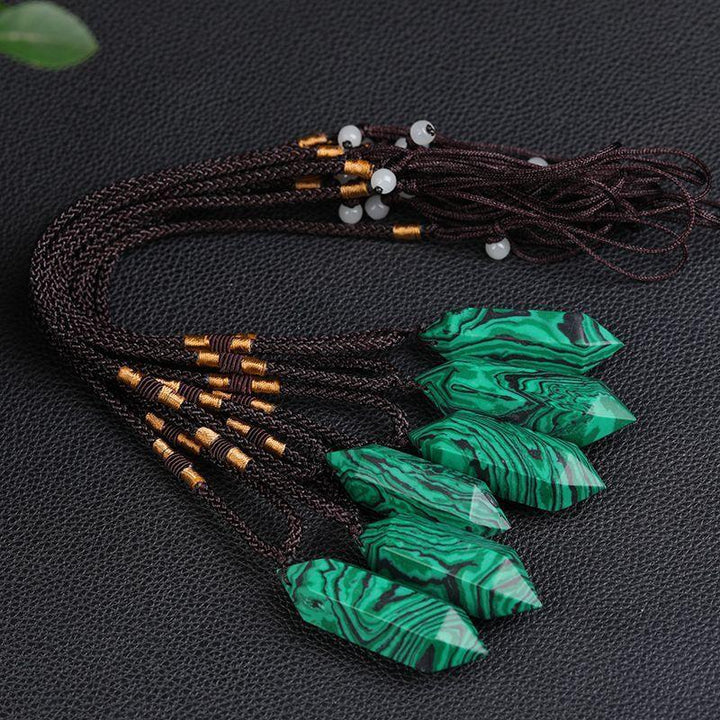 details of real crystal pillar pendant jewelry energy stone necklace
