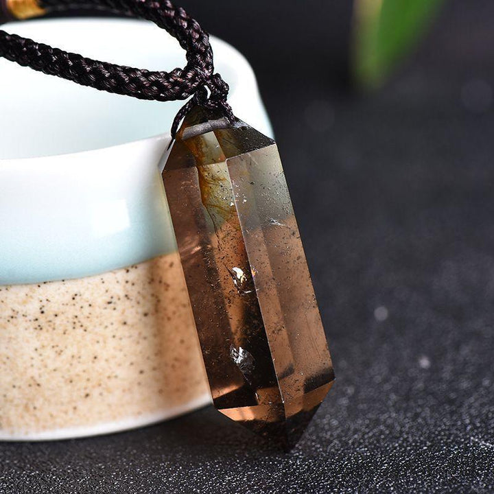 details of real crystal pillar pendant jewelry energy stone necklace