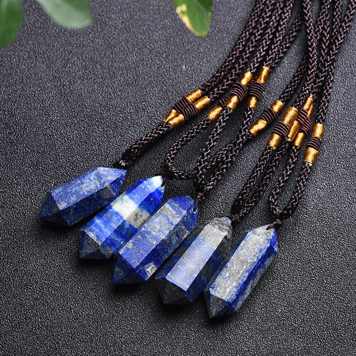 details of real crystal pillar pendant jewelry energy stone necklace