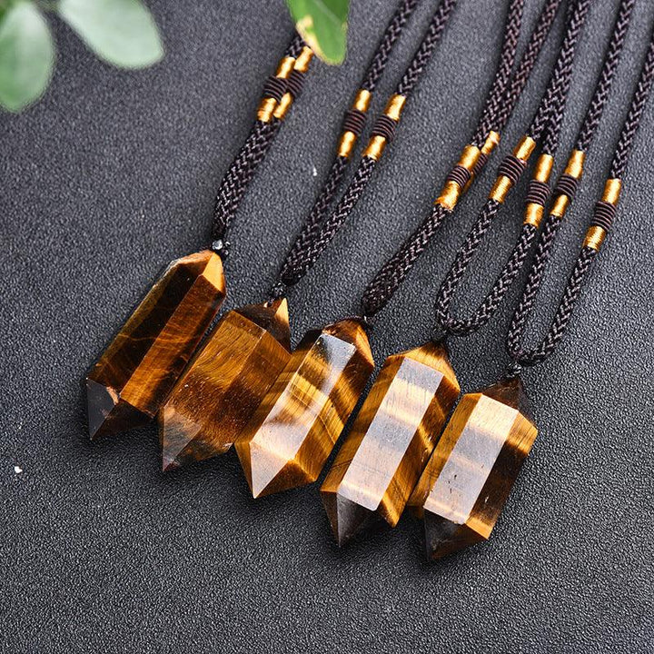 details of real crystal pillar pendant jewelry energy stone necklace