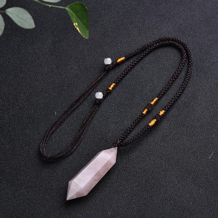 details of real crystal pillar pendant jewelry energy stone necklace