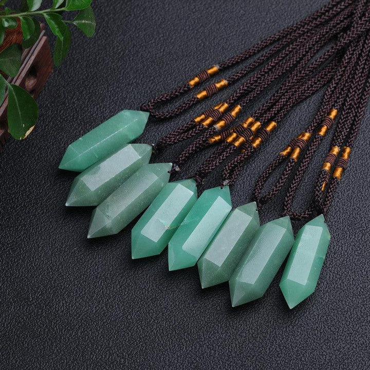 details of real crystal pillar pendant jewelry energy stone necklace