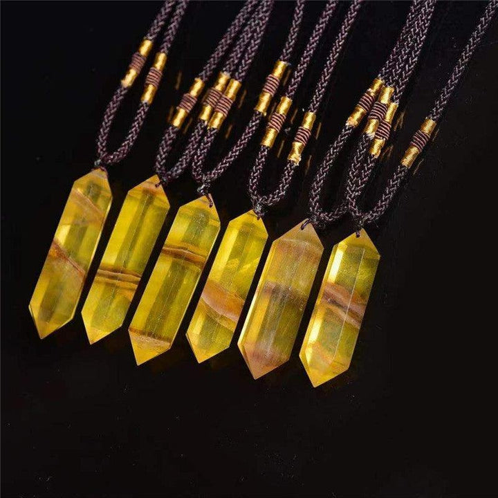 details of real crystal pillar pendant jewelry energy stone necklace