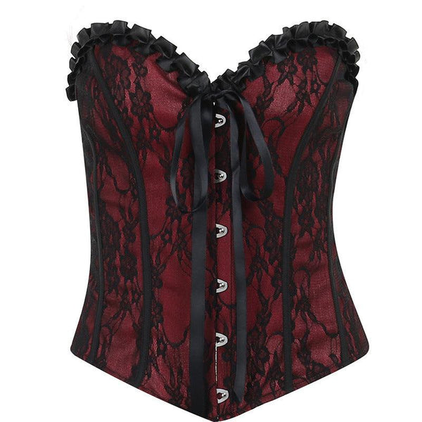 red and black gothic lace tie up top