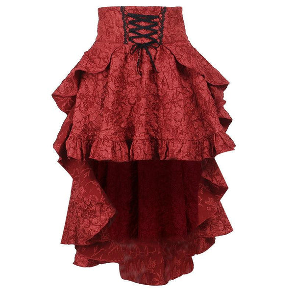 red gothic sexy lace midi skirt