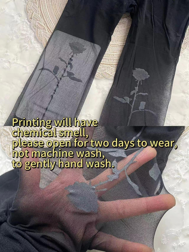wash guide of sexy rose flower black pantyhose