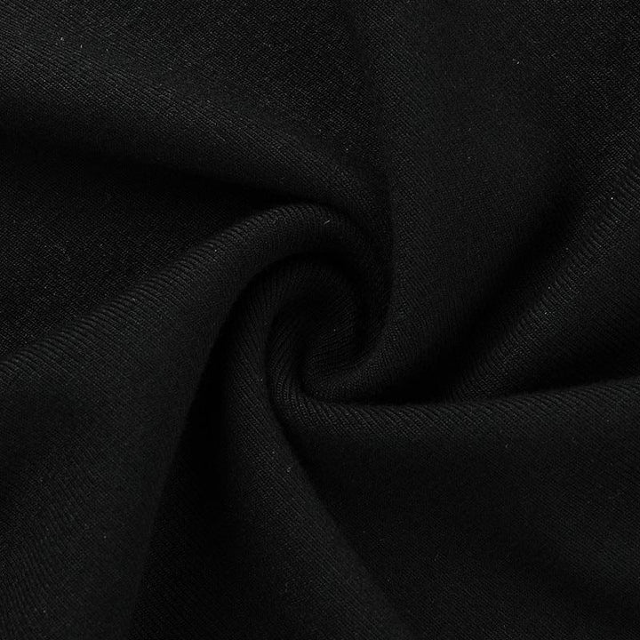 details of a short sleeve long black gothic dress