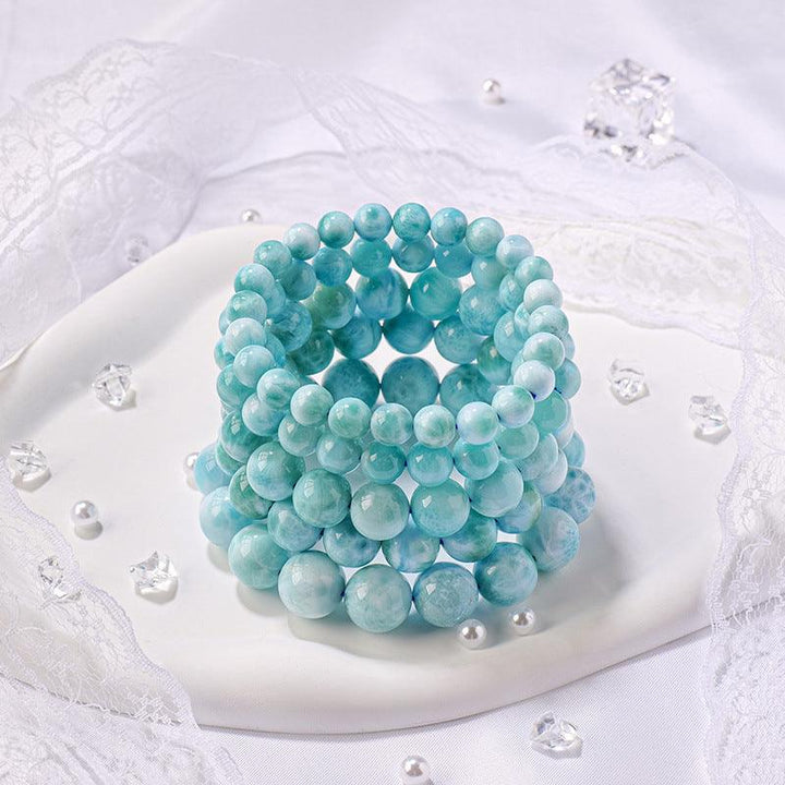 sky blue larimar beaded crystal bracelet