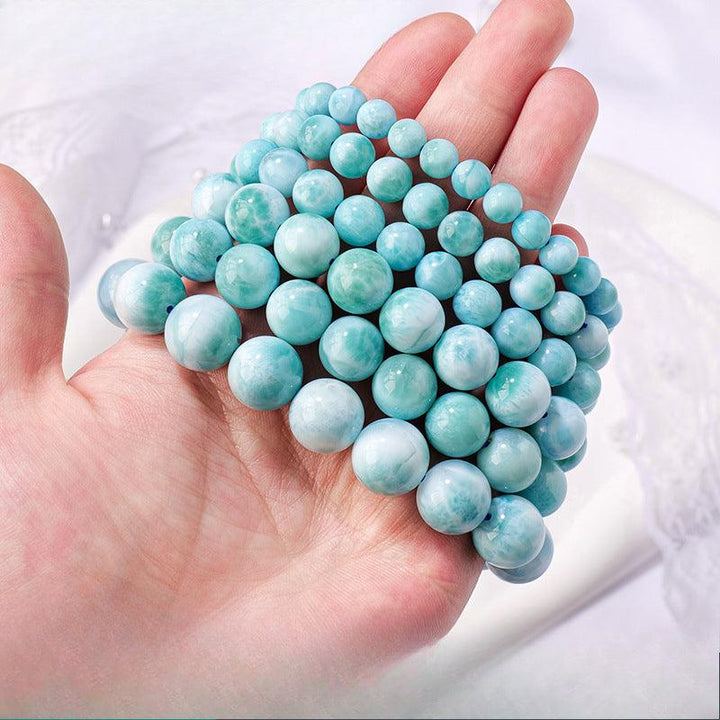 sky blue larimar beaded crystal bracelet