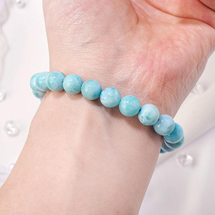 sky blue larimar beaded crystal bracelet
