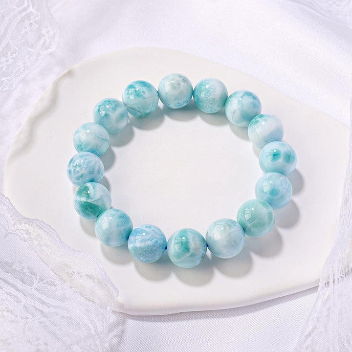 sky blue larimar beaded crystal bracelet