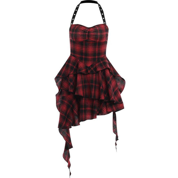 a sleeveless red gothic lolita dress