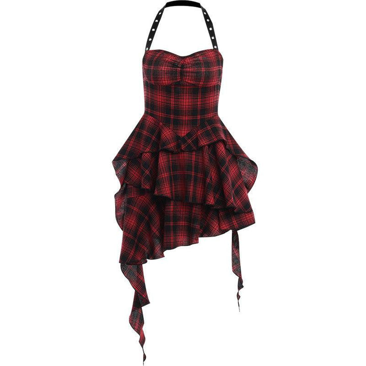 a sleeveless red gothic lolita dress