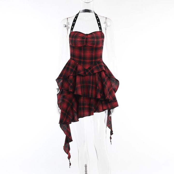 details of a sleeveless red gothic lolita dress