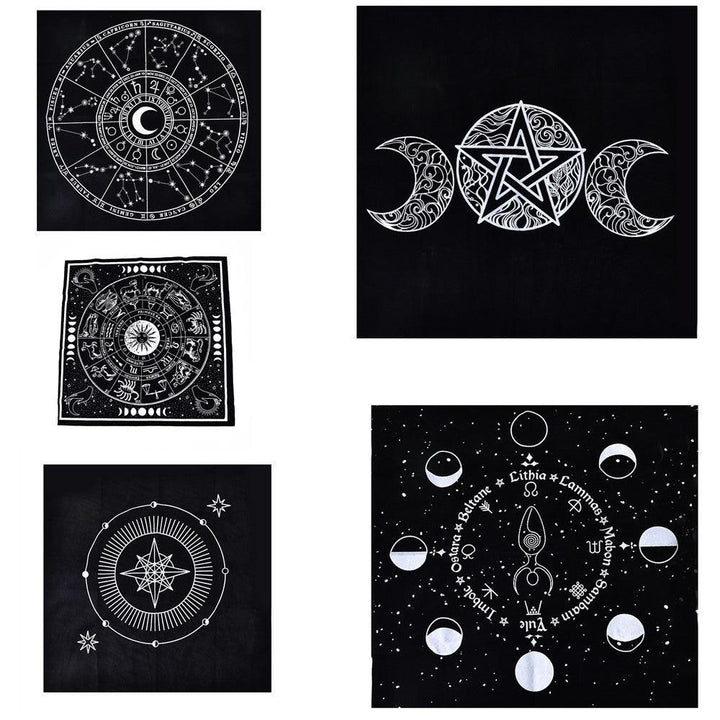 details of tarot altar black tablecloth witchcraft ritual supplies
