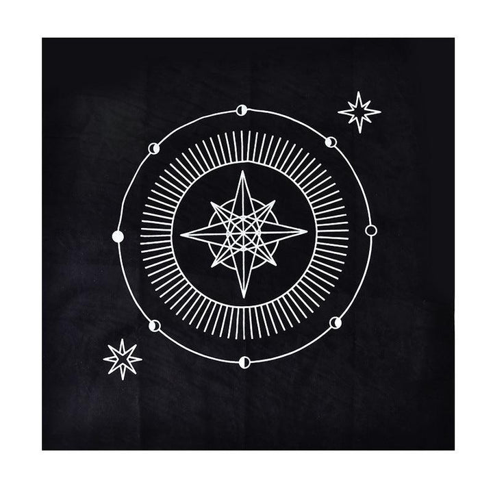 details of tarot altar black tablecloth witchcraft ritual supplies