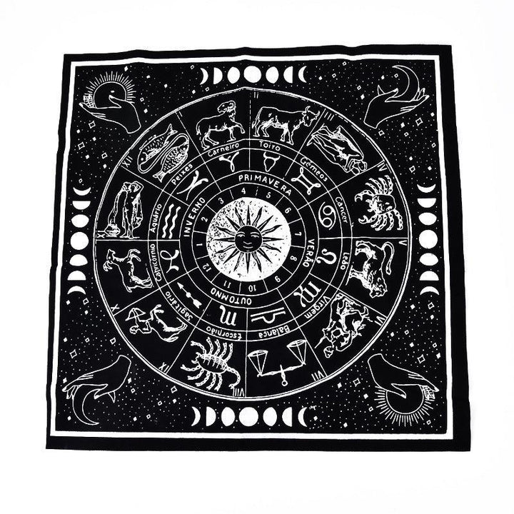 details of tarot altar black tablecloth witchcraft ritual supplies