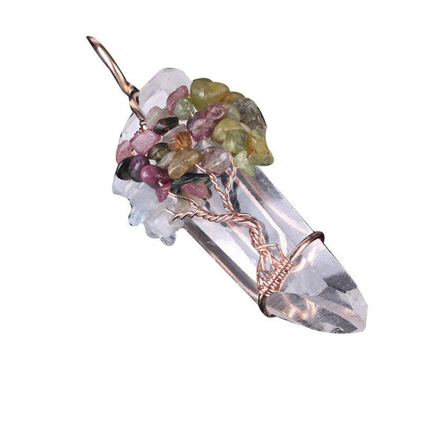 tree of life clear crystal stone pendant spirit pendulum pendant