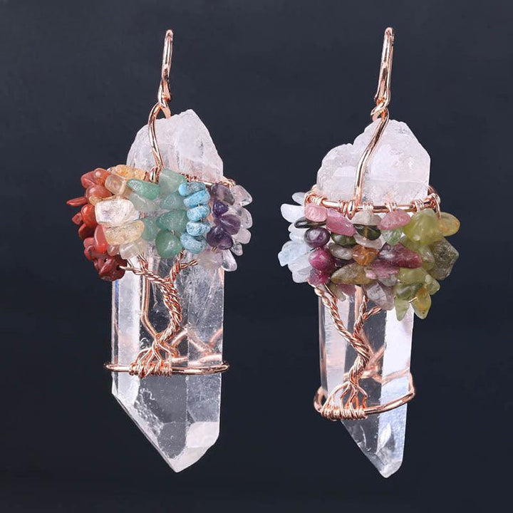 two tree of life clear crystal stone pendant spirit pendulum pendant