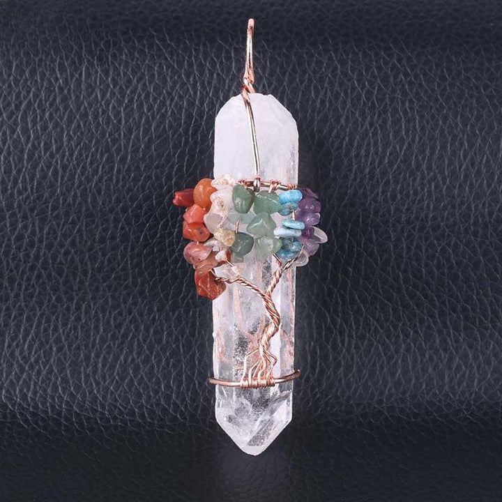 tree of life clear crystal stone pendant spirit pendulum pendant