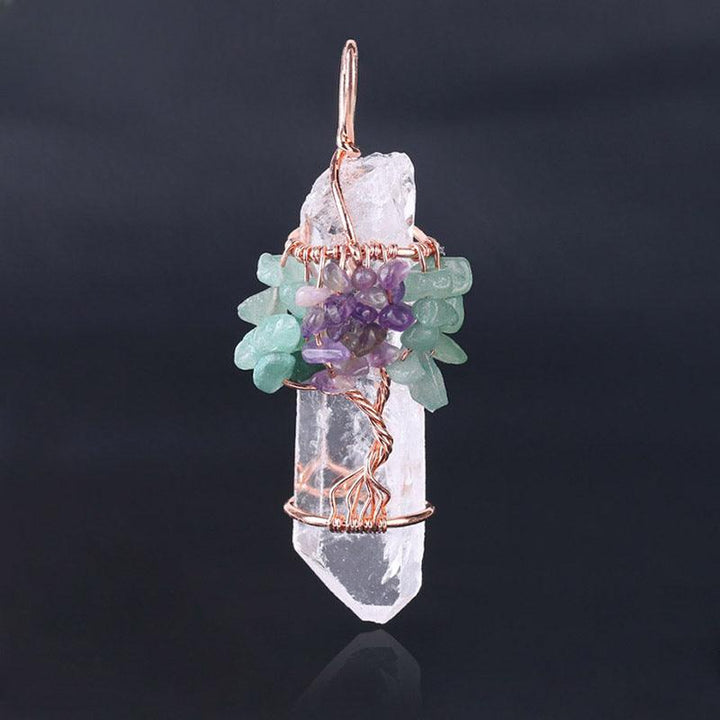 tree of life clear crystal stone pendant spirit pendulum pendant