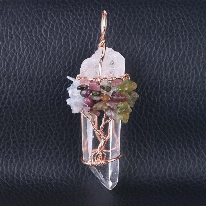 details of tree of life clear crystal stone pendant spirit pendulum pendant
