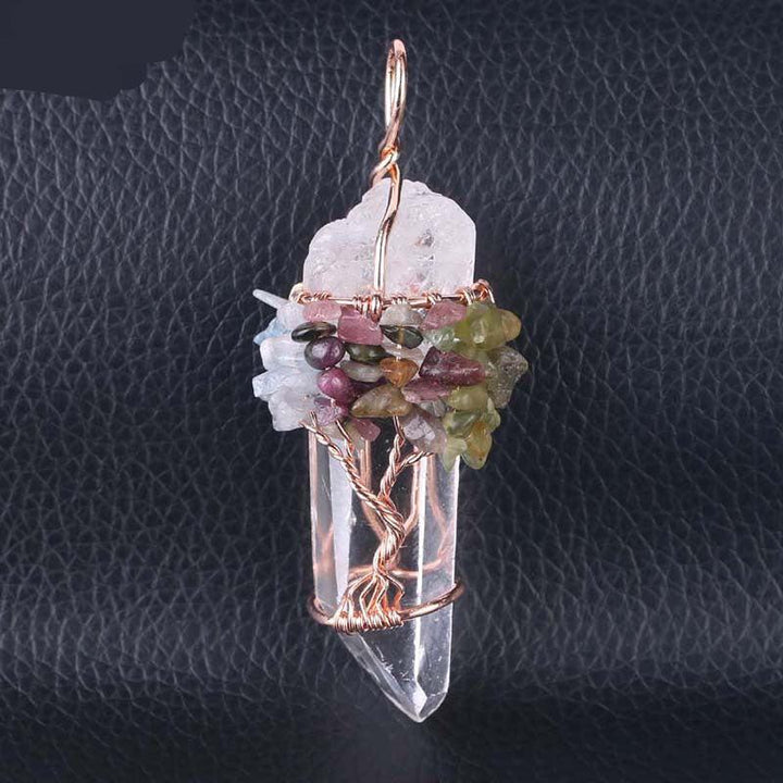details of tree of life clear crystal stone pendant spirit pendulum pendant