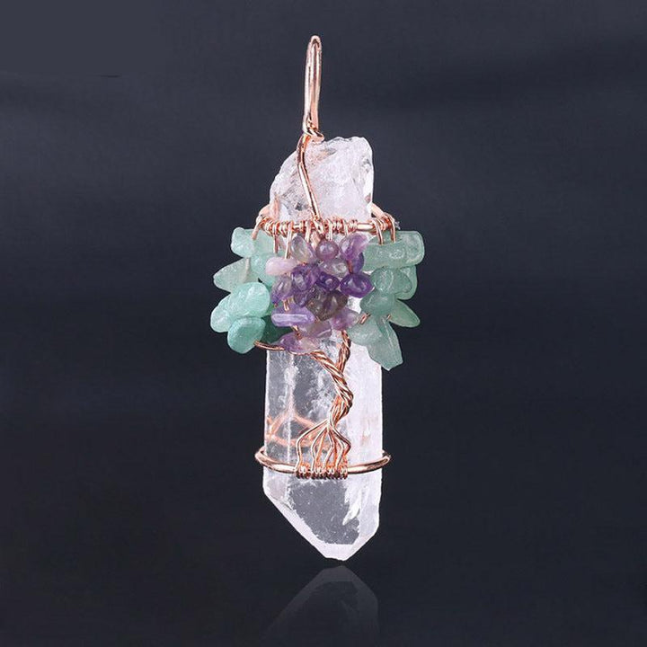 details of tree of life clear crystal stone pendant spirit pendulum pendant