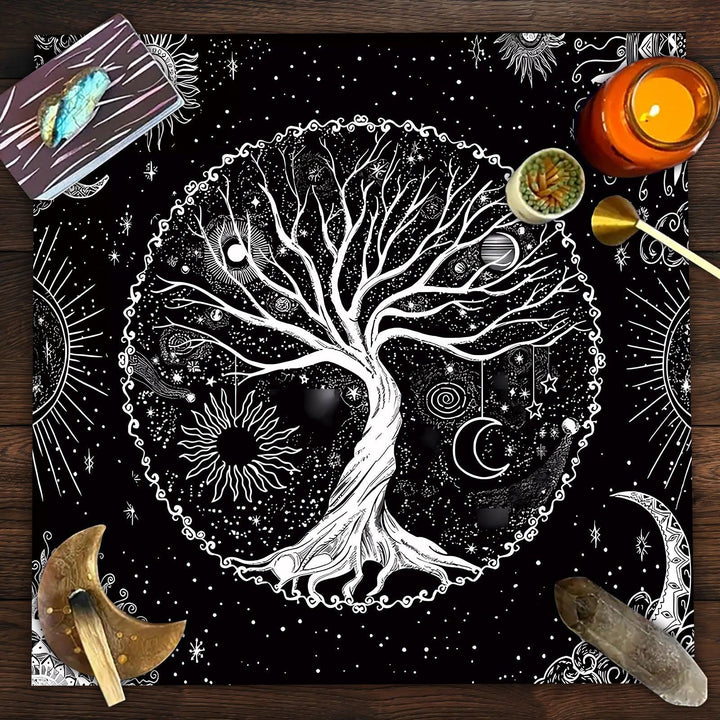 details of tree of life tarot tablecloth mandala butterfly flower altar tablecloth