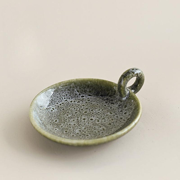 green vintage ceramic candlestick plate burning ornament