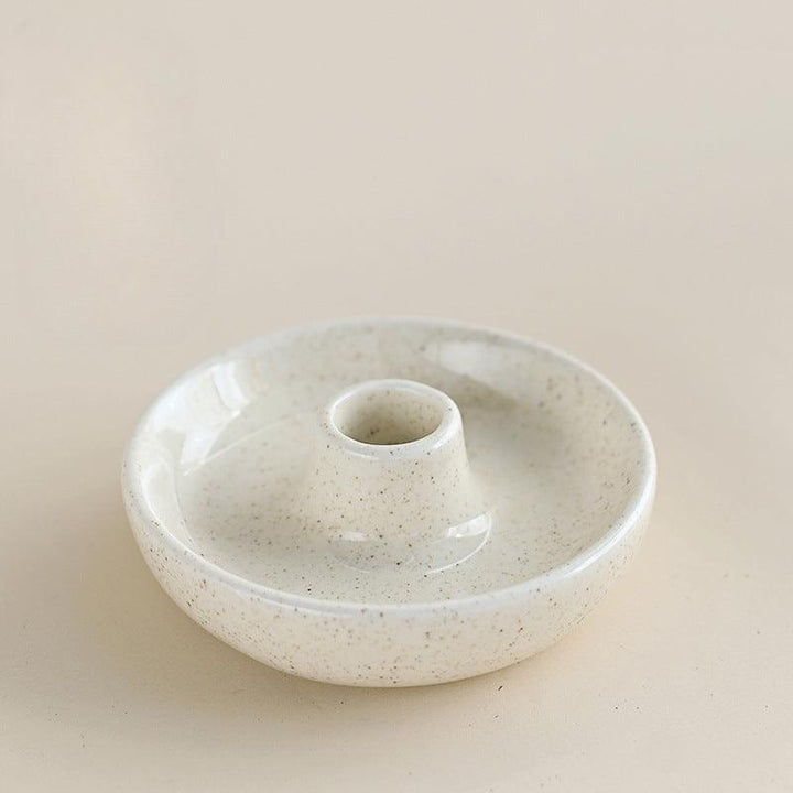 white vintage ceramic candlestick plate burning ornament