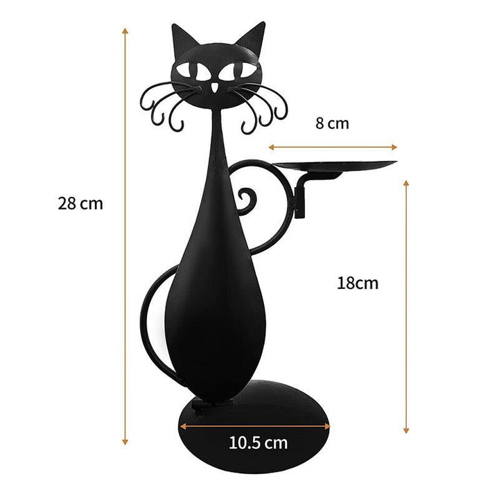 size of vintage farmhouse gothic black cat candle holder ornament