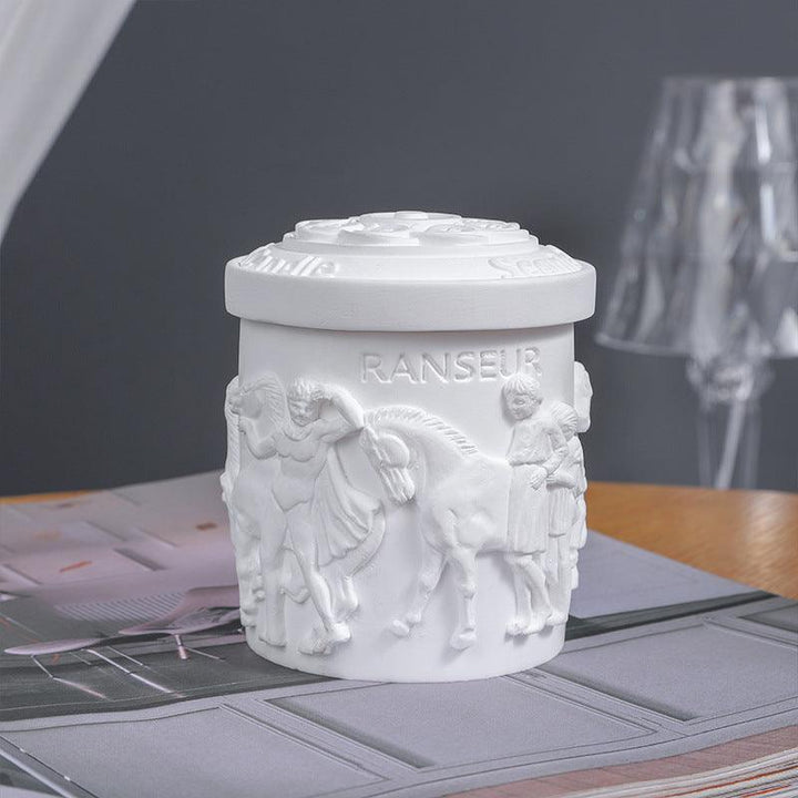vintage statue plant wax plaster aromatherapy scented candles on the table