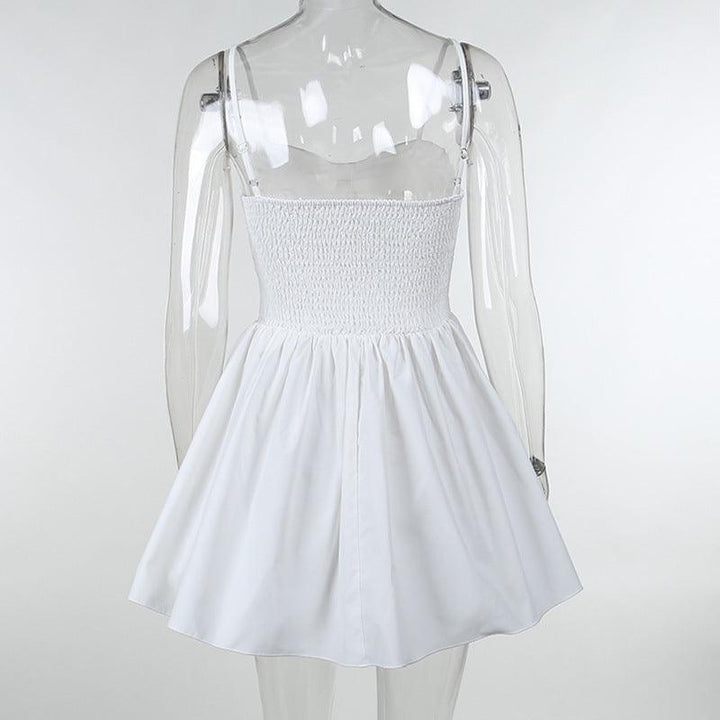 details of white gothic lolita ribbon strap dress