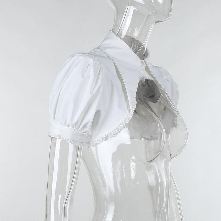 details of white gothic lolita blouse