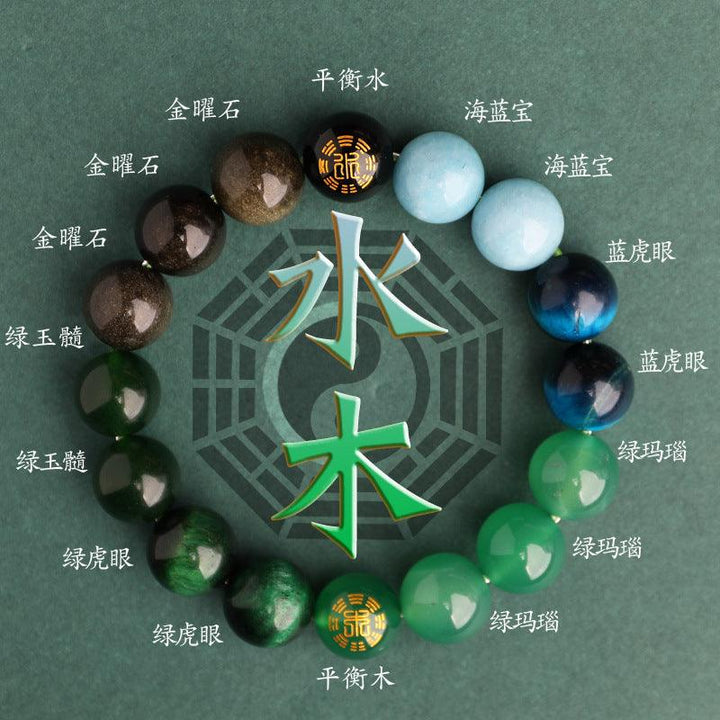 size of wood and water element bracelet five elements feng shui bracelet