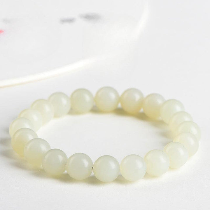 xinjiang hetian jade honey colored white jade bead bracelet