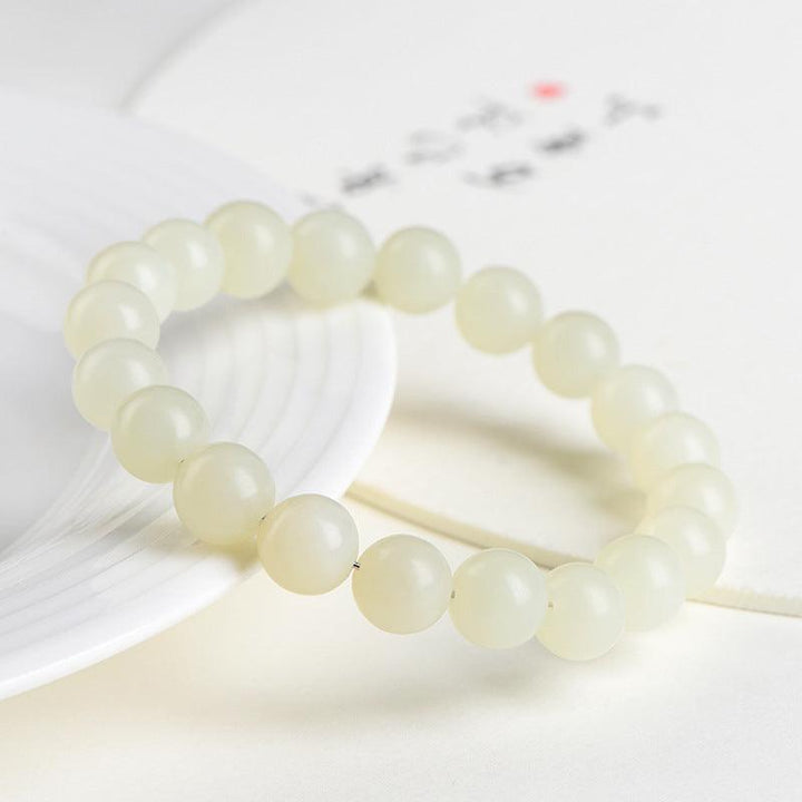 xinjiang hetian jade honey colored white jade bead bracelet