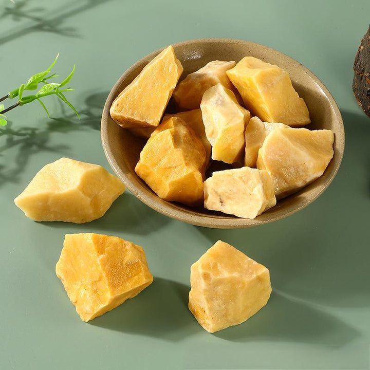 yellow aventurine raw gemstones aromatherapy demagnetizing stone on the table