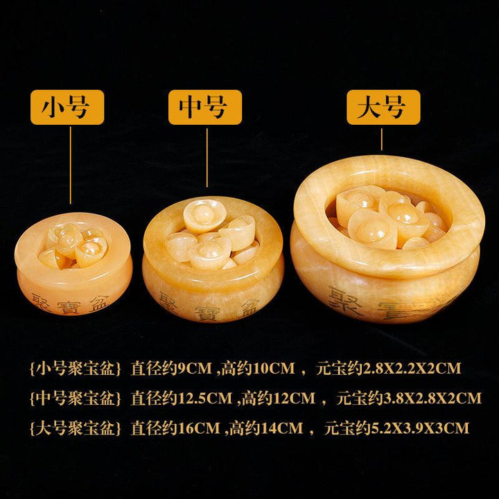 yellow jade ingot wealth bowl feng shui ornament
