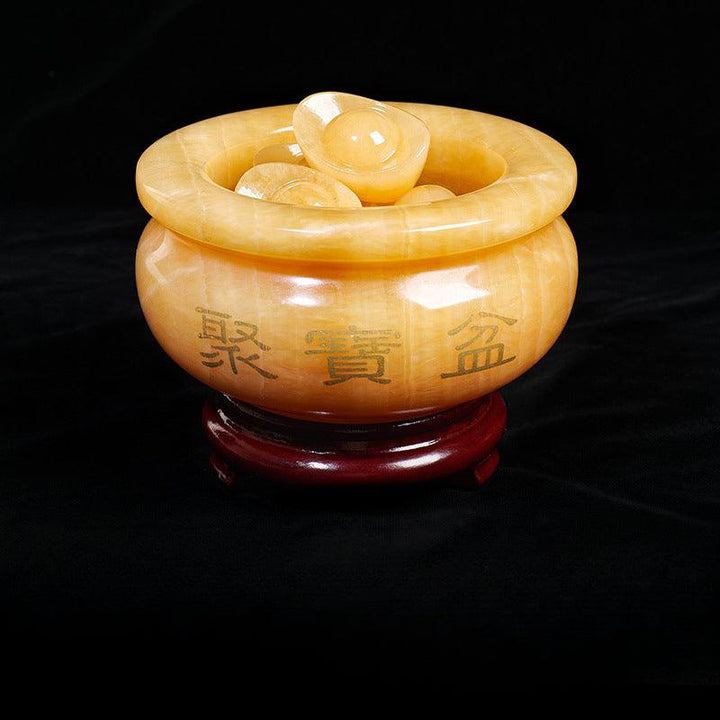 yellow jade ingot wealth bowl feng shui ornament